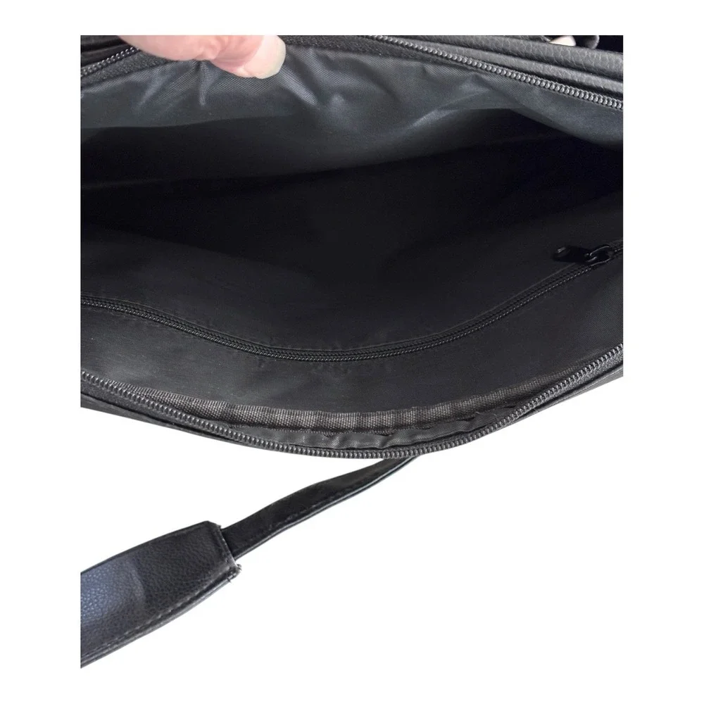 Jack & Chris Bag Messenger Black Faux Leather Travel Carry‎ On Shoulder Office